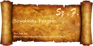 Szvoboda Ferenc névjegykártya